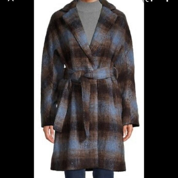 Rachel Zoe Plaid Wool-Blend Belted Trench Coat (NWT) - Picture 4 of 4